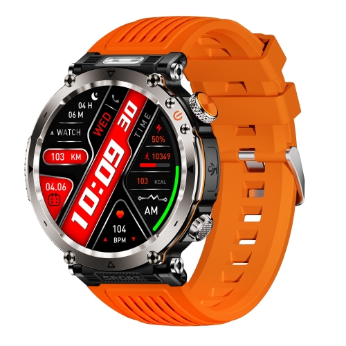 

HT30 1.7 inch IP68 Waterproof Silicone Band Smart Watch, Support Flashlight / Banknote Detector Light / Compass(Orange)