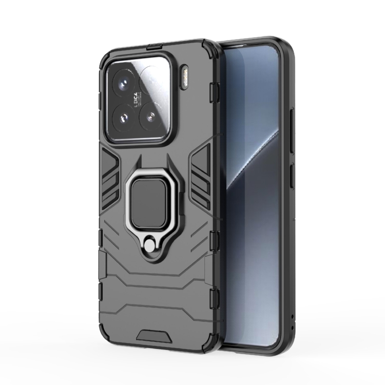 

For Xiaomi 15 Shockproof PC + TPU Holder Phone Case(Black)