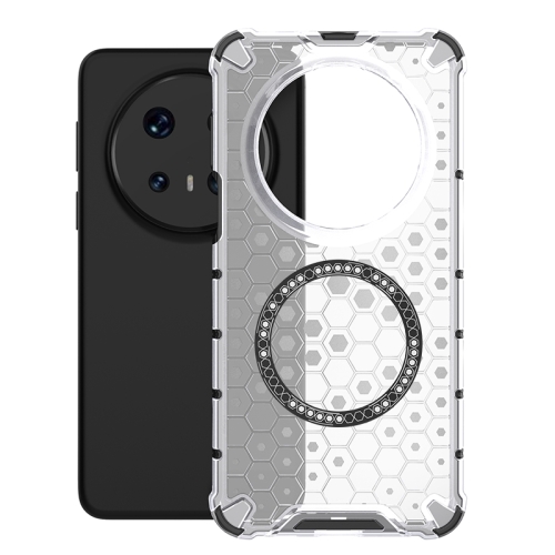 

For Huawei Mate 70 Pro / 70 Pro+ Honeycomb Magnetic Ring Shockproof Phone Case(White)