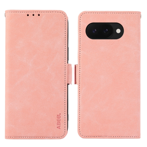 

For Google Pixel 9a ABEEL Frosted Magnetic RFID Leather Phone Case(Pink)