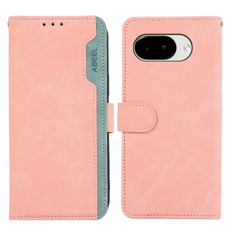 

For Google Pixel 10a ABEEL Color Block Magnetic RFID Leather Phone Case(Pink-Cyan)