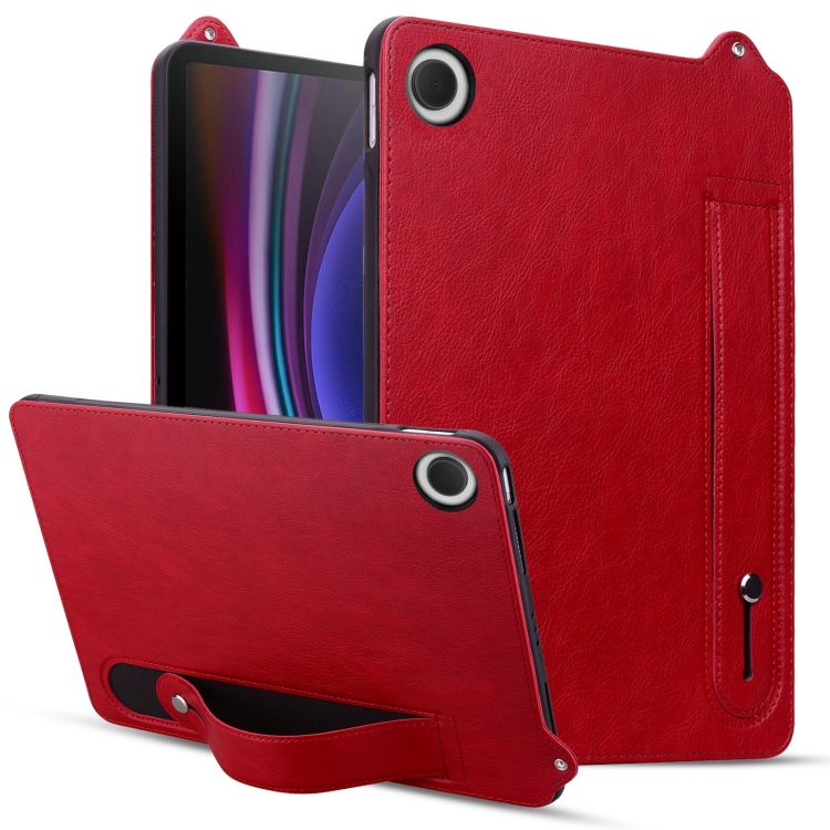 

For Samsung Galaxy Tab A11+ / A9+ TPU Leather Back Tablet Case with Wristband(Red)