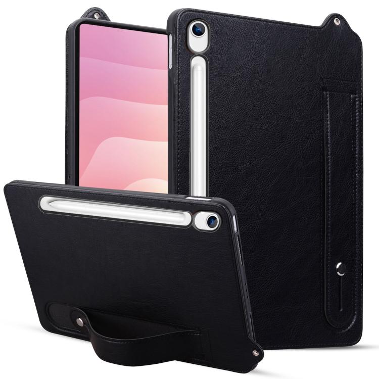 

For Samsung Galaxy Tab S10 Lite / S10 FE TPU Leather Back Tablet Case with Wristband(Black)