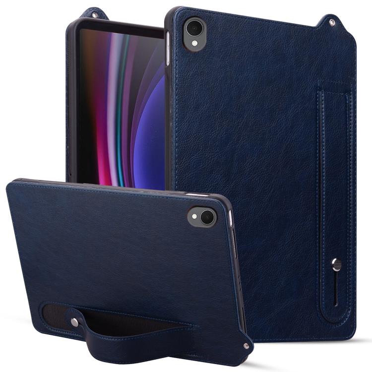 

For Samsung Galaxy Tab S11 TPU Leather Back Tablet Case with Wristband(Dark Blue)