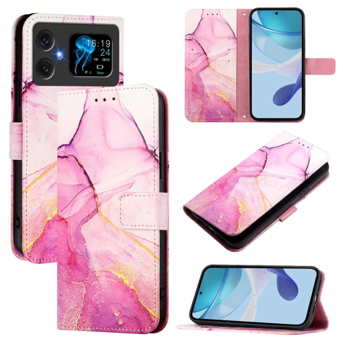 

For Cubot A20 PT003 Marble Pattern Flip Leather Phone Case(Pink Purple Gold)