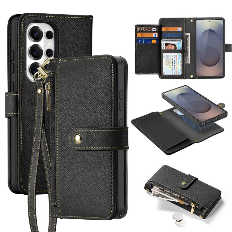 

For Samsung Galaxy S26 Ultra 5G DUX DUCIS Lawa Series 2 in 1 Wallet Zipper Detachable MagSafe Phone Case with Lanyard(Black)