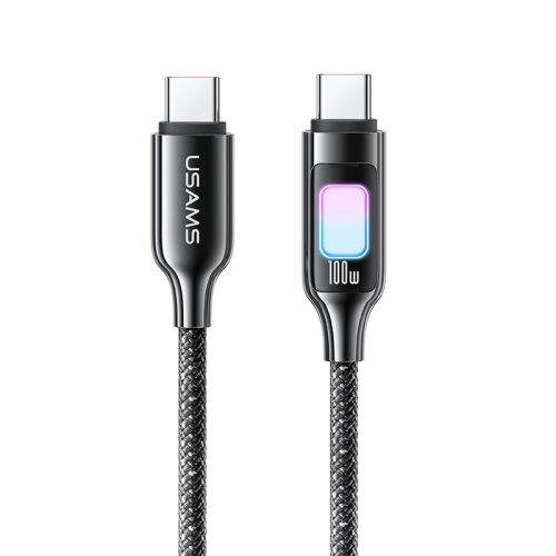 

USAMS SJ750 100W Type-C / USB-C to Type-C / USB-C Zinc Alloy Data Cable with Colorful Light, Length:1.2m(Tarnish)