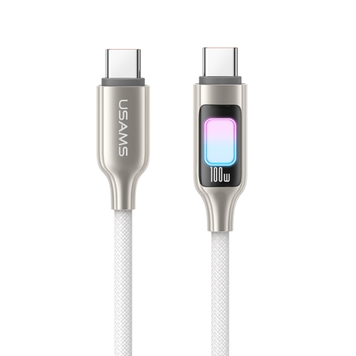 

USAMS SJ750 100W Type-C / USB-C to Type-C / USB-C Zinc Alloy Data Cable with Colorful Light, Length:1.2m(Titanium)