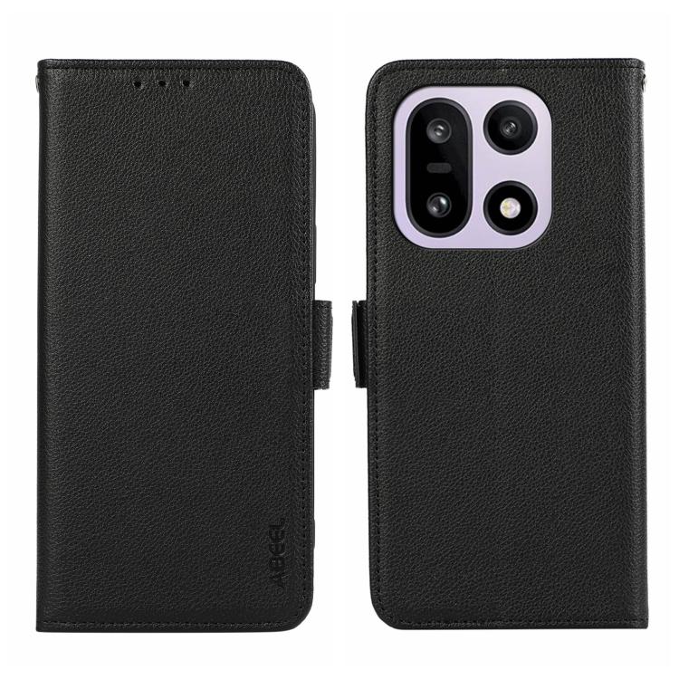 

For OnePlus 15 ABEEL Side-Magnetic Litchi Pattern Leather RFID Phone Case(Black)