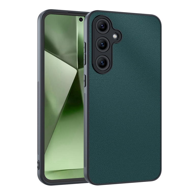 

For Samsung Galaxy S24 FE 5G Ultra-thin Plain Skin Leather Phone Case(Green)