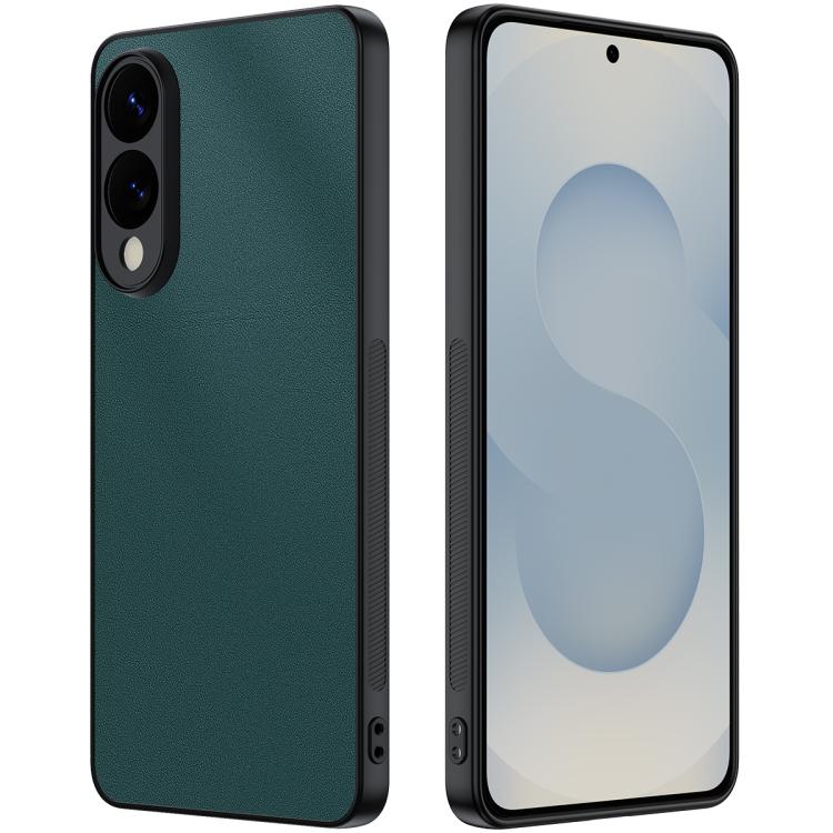 

For Samsung Galaxy S25 Edge 5G Ultra-thin Plain Skin Leather Phone Case(Green)