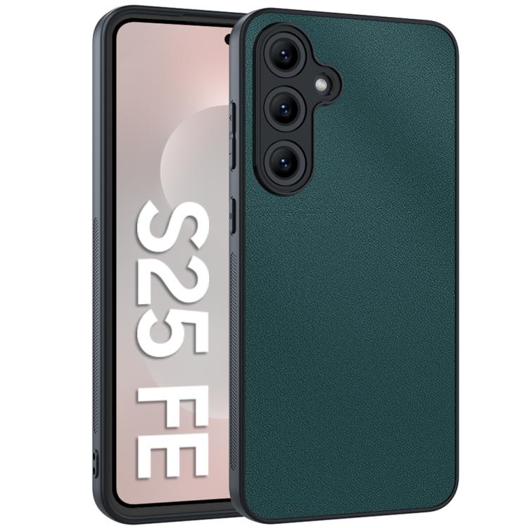 

For Samsung Galaxy S25 FE 5G Ultra-thin Plain Skin Leather Phone Case(Green)