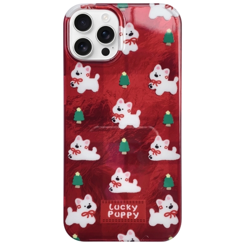 

For iPhone 16 Pro Max West Highlands Puppy Colorful PC Hybrid TPU Phone Case with Lanyard(Red)