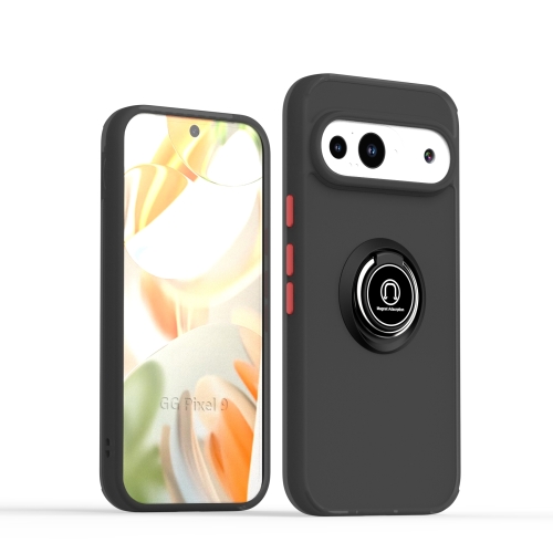 

For Google Pixel 9a Q Shadow 1 Series TPU + PC Phone Case with Ring(Black+Red)