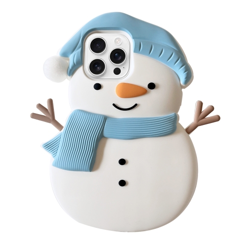 

For iPhone 16 Pro Max Christmas Snowman Silicone Phone Case