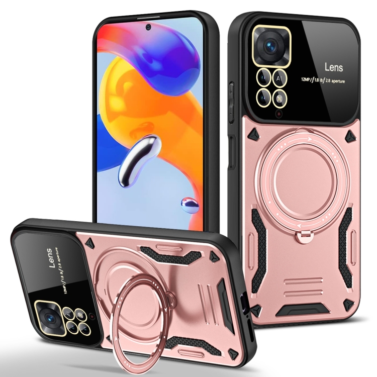 

For Redmi Note 11 Pro Global Large Window MagSafe Holder Phone Case(Rose Gold)