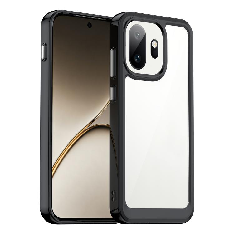 

For OnePlus 15T Colorful Series Acrylic Hybrid TPU Phone Case(Black)