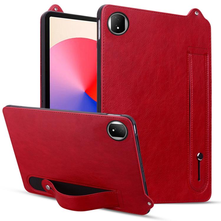 

For Honor Pad X7 TPU Leather Back Tablet Case with Wristband(Red)