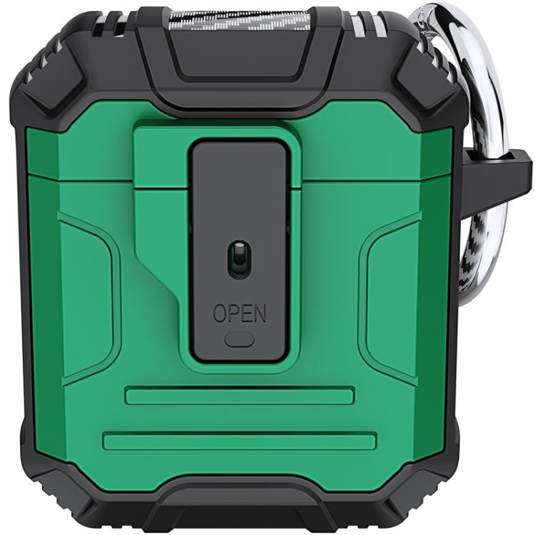 

For AirPods 1 / 2 Non-slip TPU+PC Shockproof Earphones Case with Hook(Green)