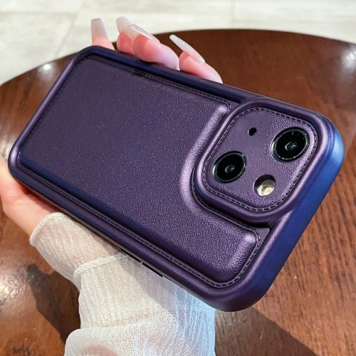 

For iPhone 14 Leather Texture TPU Phone Case(Purple)