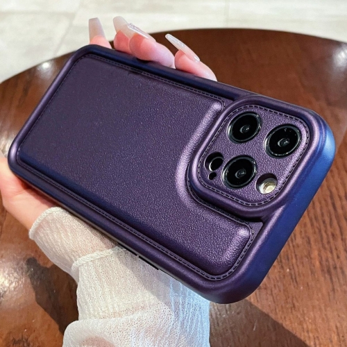 

For iPhone 14 Pro Leather Texture TPU Phone Case(Purple)