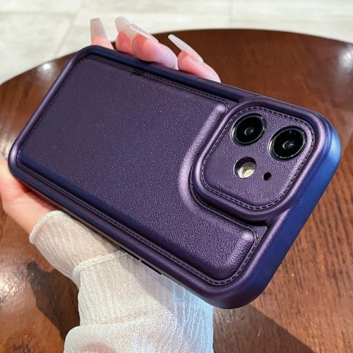 

For iPhone 12 Leather Texture TPU Phone Case(Purple)