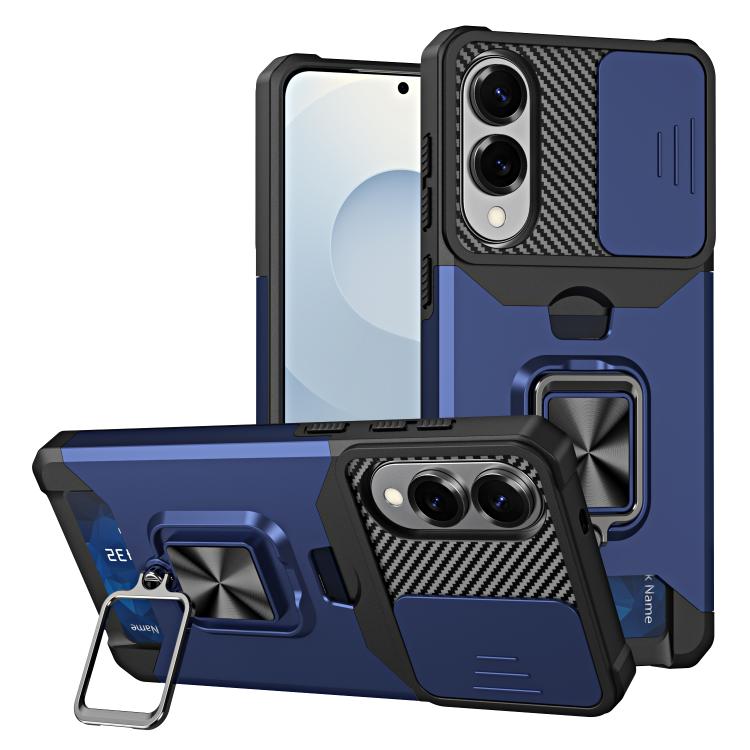 

For Samsung Galaxy S25 Edge 5G Camera Shield Card Slot PC+TPU Phone Case(Blue)