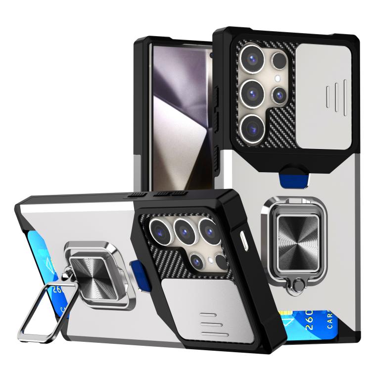 

For Samsung Galaxy S26 Ultra 5G Camera Shield Card Slot PC+TPU Phone Case(Silver)