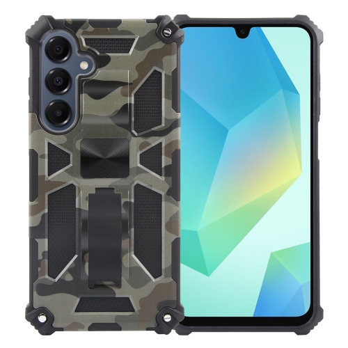 

For Samsung Galaxy A16 5G / 4G Camouflage Armor Kickstand TPU Hybrid PC Magnetic Phone Case(Army Green)