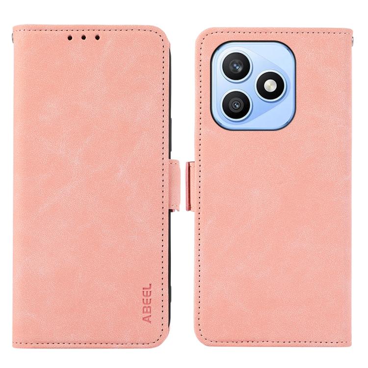 

For Honor X8d 4G ABEEL Frosted Magnetic RFID Leather Phone Case(Pink)