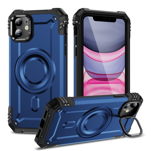 

For iPhone 11 Lens Holder MagSafe Phone Case(Blue)