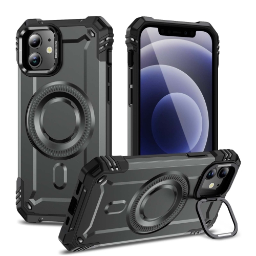 

For iPhone 12 Lens Holder MagSafe Phone Case(Grey)