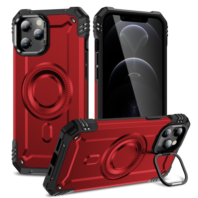 

For iPhone 12 Pro Lens Holder MagSafe Phone Case(Red)