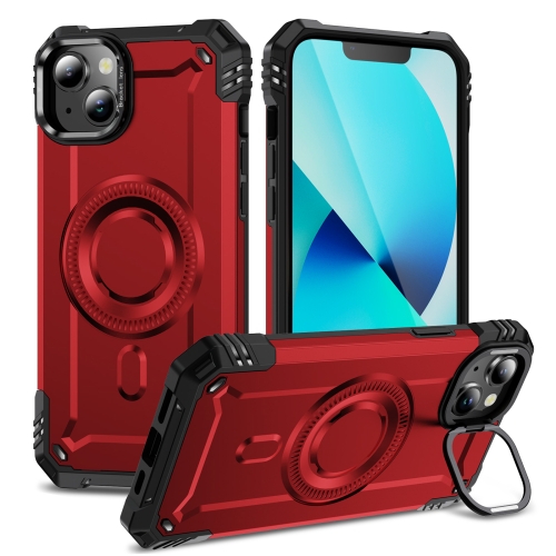 

For iPhone 13 Lens Holder MagSafe Phone Case(Red)