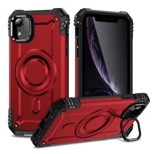 

For iPhone XR Lens Holder MagSafe Phone Case(Red)