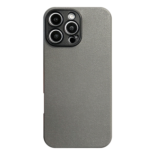 

For iPhone 16 Pro Litchi Texture TPU Black Lens Frame Phone Case(Grey)