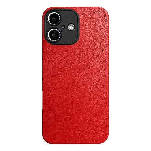 

For iPhone 16 Plus Litchi Texture TPU Black Lens Frame Phone Case(Red)