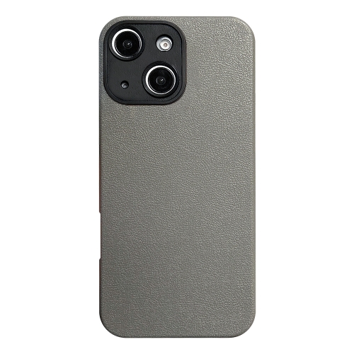 

For iPhone 15 Plus Litchi Texture TPU Black Lens Frame Phone Case(Grey)