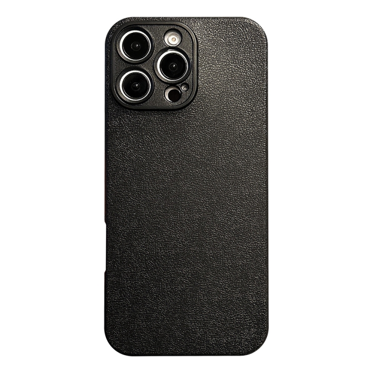 

For iPhone 14 Pro Max Litchi Texture TPU Black Lens Frame Phone Case(Black)