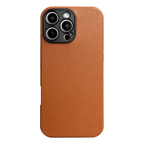 

For iPhone 13 Pro Max Litchi Texture TPU Black Lens Frame Phone Case(Brown)