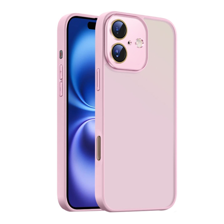 

For iPhone 16 Plus Nano Semi-transparent Frosted Skin Feel Phone Case(Light Pink)