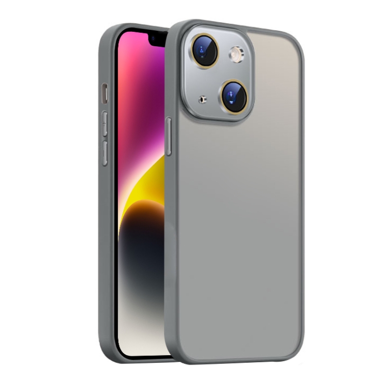 

For iPhone 14 Nano Semi-transparent Frosted Skin Feel Phone Case(Titanium Gray)