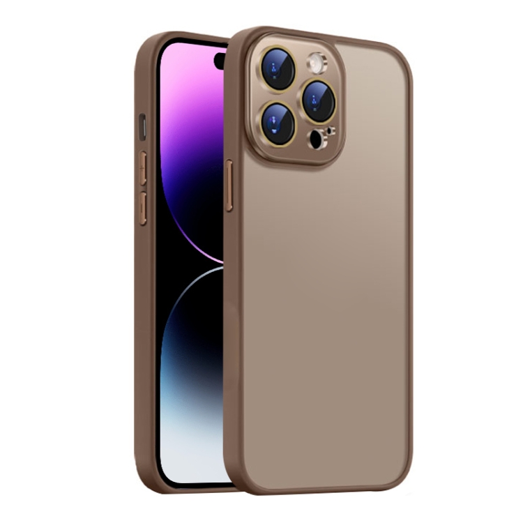 

For iPhone 14 Pro Max Nano Semi-transparent Frosted Skin Feel Phone Case(Desert Gold)