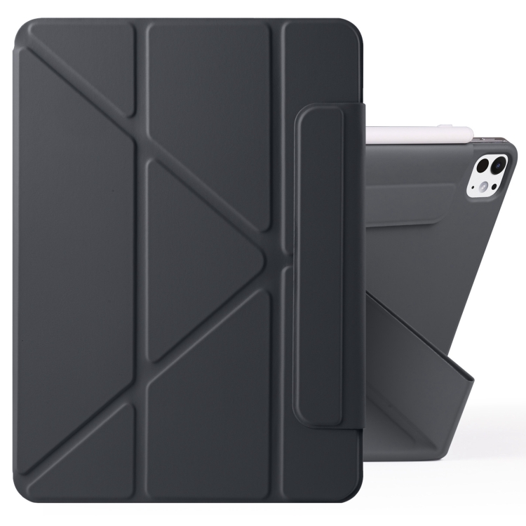 

For iPad Pro 11 2024 Fixed Buckle Magnetic Deformation Leather Tablet Case(Black)