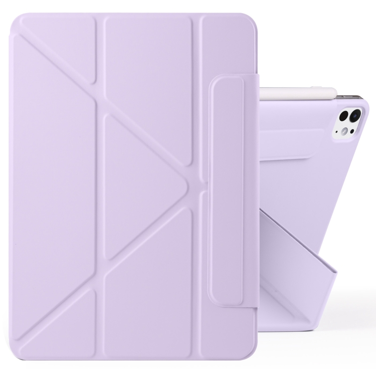 

For iPad Pro 11 2024 Fixed Buckle Magnetic Deformation Leather Tablet Case(Purple)