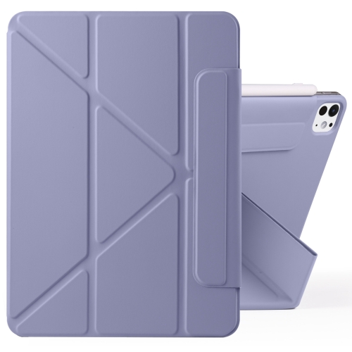 

For iPad Pro 11 2024 Fixed Buckle Magnetic Deformation Leather Tablet Case(Lavender Purple)