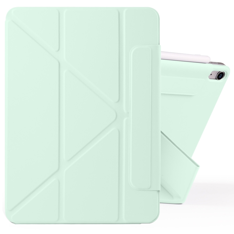 

For iPad Air 11 2025 / 2024 / 10.9 2022 Fixed Buckle Magnetic Deformation Leather Tablet Case(Baby Green)
