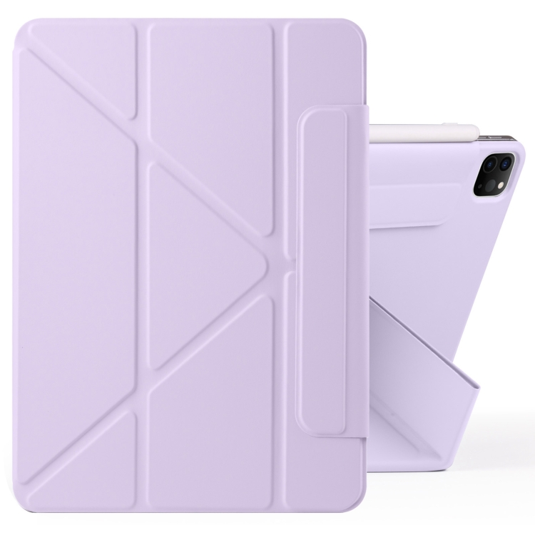 

For iPad Pro 11 2022 / 2021 / 2020 Fixed Buckle Magnetic Deformation Leather Tablet Case(Purple)