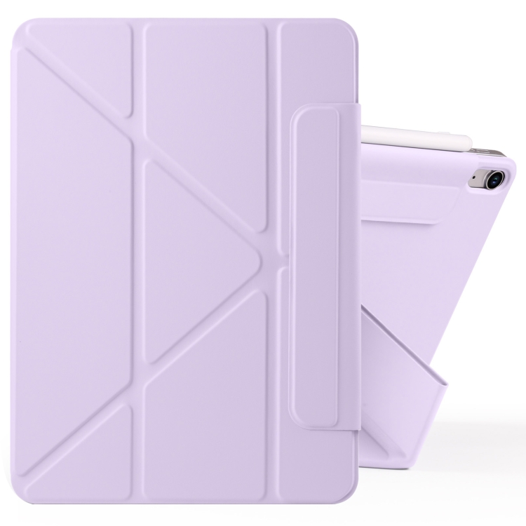 

For iPad mini 6 / mini 2024 Fixed Buckle Magnetic Deformation Leather Tablet Case(Purple)