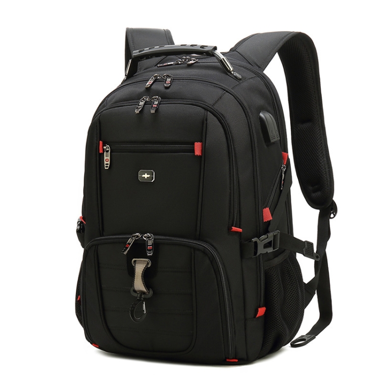 

18 inch Multifunctional Business Large Capacity Waterproof Double-Shoulder Backpack with USB Interface(Black)